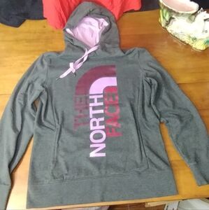 The North Face Pullover Hoodie Drawstrings Womens Large Purple Red Pink Hiking